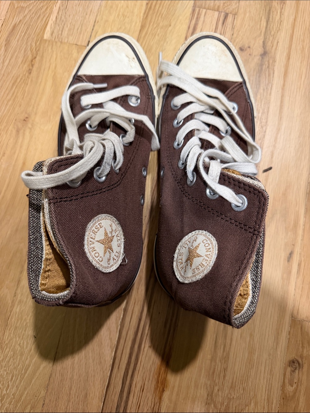 Converse Brown High-Top Canvas Sneakers with White Accents